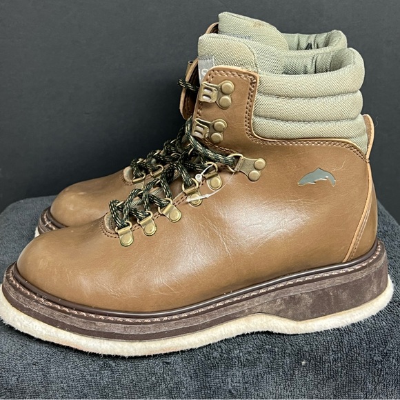 Simms Freestone Fly Fishing Brown Leather Felt Bottom Wading Boot Men's 7 - Picture 3 of 14